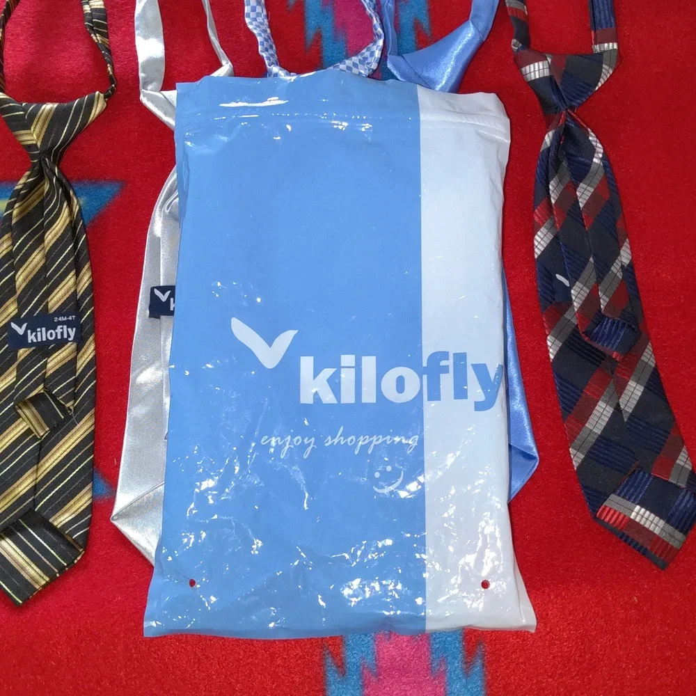 kilofly Pre-tied Adjustable Zipper Tie Kids Boys Baby Necktie Value Set of 5